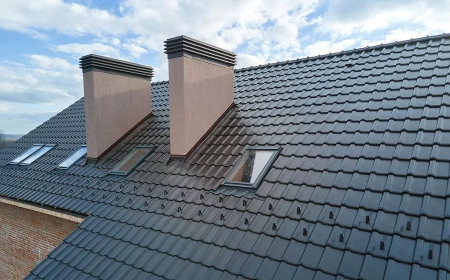 A finished tiled roof and roofline