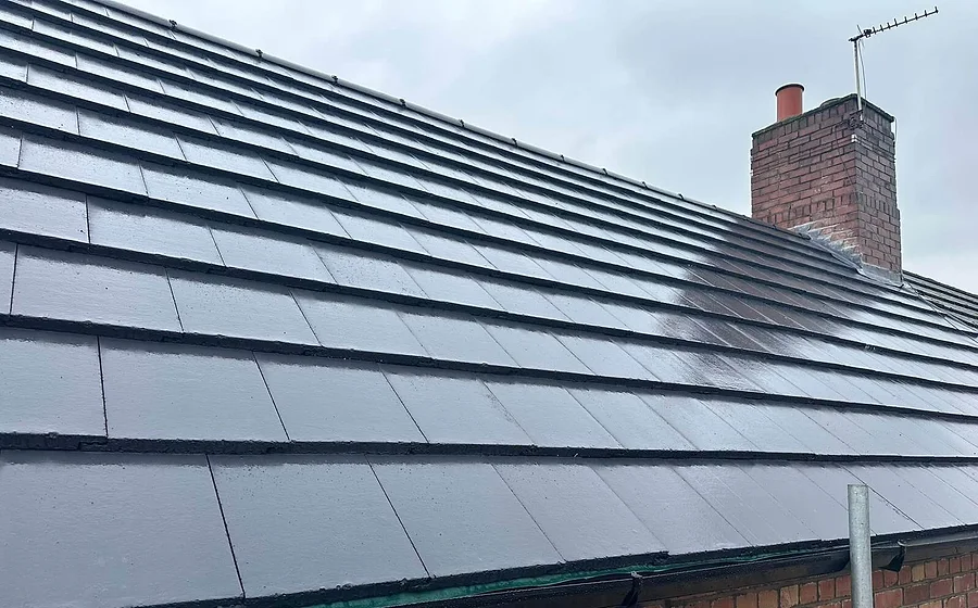 A newly tiled pitched roof